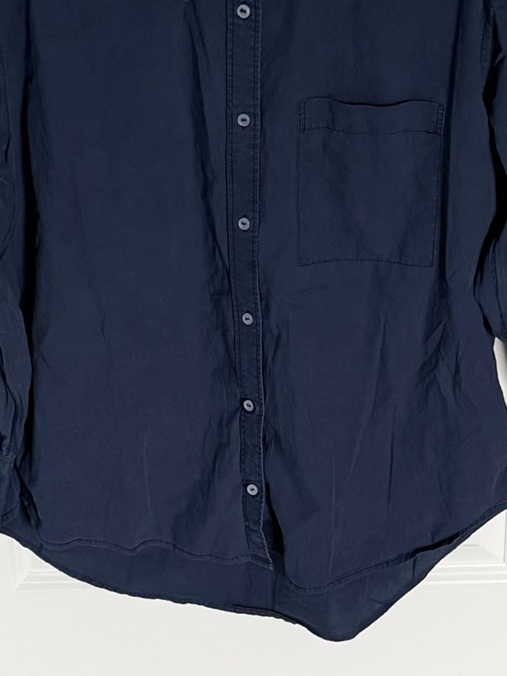 NIA Navy Cotton Long Sleeve Button-Down Shirt Size Small 39500 - Picture 6 of 14